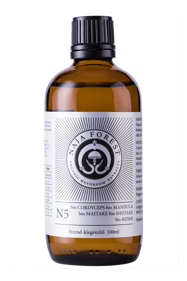 Naja Forest N5 bio Cordyceps, bio Mandula, bio Maitake, bio Shiitake, bio Reishi étrend-kiegészítő, 100 ml